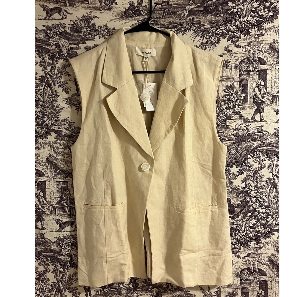 L*Space San Marco Vest Flax Linen Blend Oversized Sleeveless Blazer XL SNMTP25